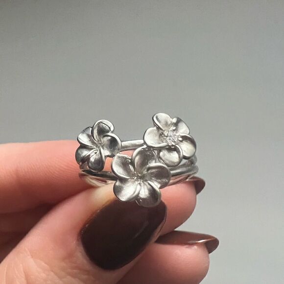 Vintage sterling  silver flower bunch ring - 6 - Picture 3 of 5